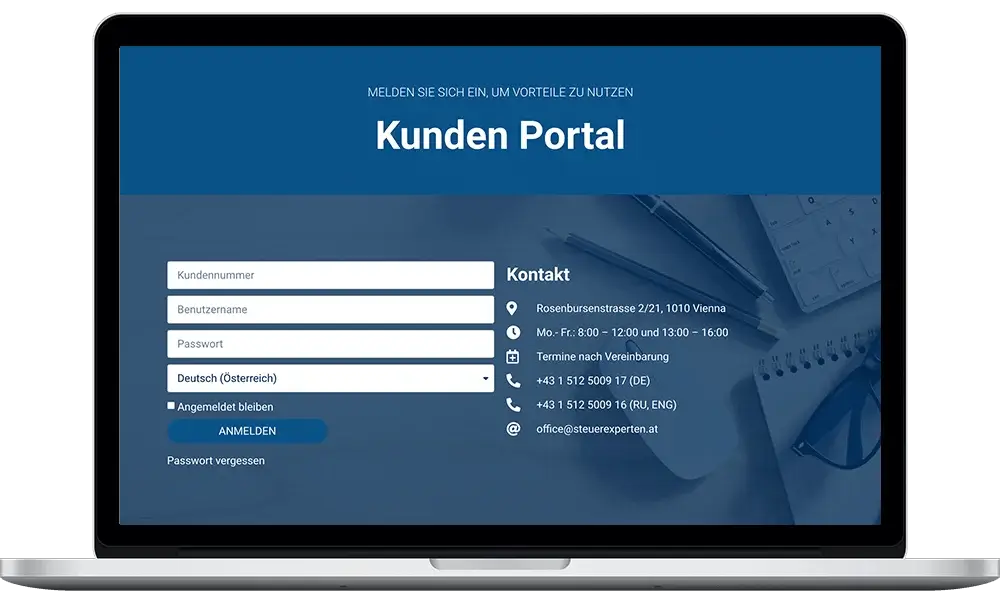Скриншот приложения и веб-платформы steuerexperten.PRO